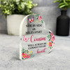 Gift For Cousin Pink Watercolour Floral Side Heart Keepsake Plaque Ornament