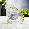 Gift For Grandson I Love You Pink Yellow Floral Side Heart Keepsake Plaque