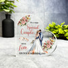 Floral Watercolour Bride Groom Wedding Day Gift Side Heart Keepsake Plaque