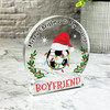 Gift For Boyfriend Football Ball Christmas Hat Lights Snowglobe Keepsake Plaque