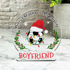 Gift For Boyfriend Football Ball Christmas Hat Lights Snowglobe Keepsake Plaque