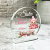 Sister Pink Teddy Bear Christmas Memorial Gift Snowglobe Keepsake Plaque