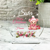 Sister Pink Teddy Bear Christmas Memorial Gift Snowglobe Keepsake Plaque