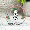 Gift For Grandson Christmas Football Snowman Snowglobe Keepsake Plaque Decor