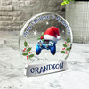 Gift For Grandson Video Gaming Gamer Christmas Hat Snowglobe Keepsake Plaque