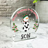 Gift For Son Christmas Football Snowman Snowglobe Keepsake Plaque Decoration