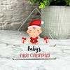 Gift For Baby's First Christmas Baby Santa Hat Xmas Tree Keepsake Plaque Decor