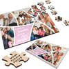 Pink Family Photo Collage Gift Custom Personalised Wooden Jigsaw Puzzle