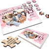 Sapphire Wedding 45th Anniversary Gift Photo Heart Custom Wood Jigsaw Puzzle