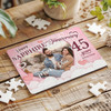 Sapphire Wedding 45th Anniversary Gift Photo Heart Custom Wood Jigsaw Puzzle