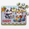 Cute Tiger Panda Racing Cars Kids Gift Boys Personalised Wooden Jigsaw Puzzle