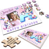 Kids Birthday Gift Girl Unicorn Letter A Photo Personalised Wooden Jigsaw Puzzle