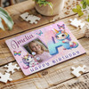 Kids Birthday Gift Girl Unicorn Letter A Photo Personalised Wooden Jigsaw Puzzle
