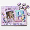 Kids Birthday Gift Girl Unicorn Letter B Photo Personalised Wooden Jigsaw Puzzle