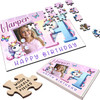 Kids Birthday Gift Girl Unicorn Letter H Photo Personalised Wooden Jigsaw Puzzle