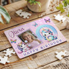 Kids Birthday Gift Girl Unicorn Letter O Photo Personalised Wooden Jigsaw Puzzle
