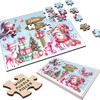 Pink Festive Kids Christmas Gift For Girls Personalised Wooden Jigsaw Puzzle