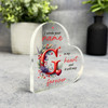 Romantic Gift Floral Initial G Keepsake Side Heart Ornament Plaque