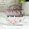 Mother's Day Gift For Nanny Baby Pink Floral Keepsake Snowglobe Ornament Plaque