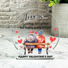 Valentine's Day Gift Elderly Couple On Bench Keepsake Snowglobe Ornament Plaque