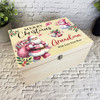 To Grandma Pink Santa Wooden Personalised Christmas Hamper Gift Box