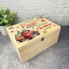 For FiancÃ© Red Truck Wooden Personalised Christmas Hamper Gift Box