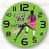 Girls Football Med Skin Dark Braid Personalised Gift For Kid's Bedroom Clock