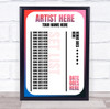 Concert Setlist Poster Print Canvas Blue Pink - Any Artist, Date, Gig, Venue