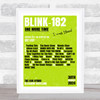 Blink-182 - Concert Setlist Gig Poster Print Canvas Lime Green - The OVO Hydro Glasgow Scotland - Aug 30th 2024