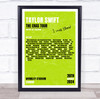 Taylor Swift - Concert Setlist Gig Poster Print Canvas Lime Green - Wembley London England - Aug 20 2024
