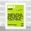 Adele - Concert Setlist Poster Print Canvas Lime Green - Sonderfreifläche Messe - Aug 24th 2024
