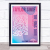 Taylor Swift - Concert Setlist Gig Poster Print Canvas Pink Purple - Wembley London England - Aug 20 2024