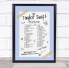 Taylor Swift - Concert Setlist Gig Poster Print Canvas Blue Doodle - Wembley London England - Aug 20 2024