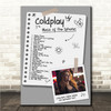 Coldplay - Concert Setlist Gig Poster Print Canvas Doodle Photo Grey - Croke Park Dublin Ireland - Sept 2nd 2024