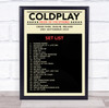Coldplay - Concert Setlist Gig Poster Print Canvas Mustard Black - Croke Park Dublin Ireland - Sept 2nd 2024