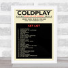 Coldplay - Concert Setlist Gig Poster Print Canvas Mustard Black - Croke Park Dublin Ireland - Sept 2nd 2024