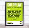 Coldplay - Concert Setlist Gig Poster Print Canvas Bright Green - Croke Park Dublin Ireland - Sept 2nd 2024