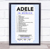 Adele - Concert Setlist Poster Print Canvas Concert Ticket - Sonderfreifläche Messe - Aug 24th 2024