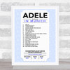 Adele - Concert Setlist Poster Print Canvas Concert Ticket - Sonderfreifläche Messe - Aug 24th 2024