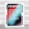 Coldplay - Concert Setlist Gig Poster Print Canvas Green Red - Croke Park Dublin Ireland - Sept 2nd 2024