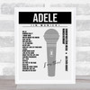 Adele - Concert Setlist Poster Print Canvas Microphone - Sonderfreifläche Messe - Aug 24th 2024
