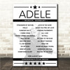 Adele - Concert Setlist Poster Print Canvas - Adele at Sonderfreifläche Messe - Munich, Germany - August 23rd 2024