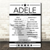 Adele - Concert Setlist Poster Print Canvas - The Colosseum - Caesars Palace, Las Vegas, NV, USA - February 24th 2024