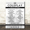 Coldplay - Concert Setlist Poster Print Canvas - Estádio Couto Pereira, Curitiba, Brazil - March 25th 2023