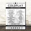 Coldplay - Concert Setlist Poster Print Canvas - Estádio do Morumbi, São Paulo, Brazil - March 18th 2023