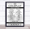 Coldplay - Concert Setlist Poster Print Canvas - Etihad Stadium, Manchester, England - May 31st 2023