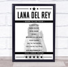 Lana Del Rey - Concert Setlist Poster Print Canvas - Scala, London, England - November 16th 2011