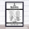 Madonna - Concert Setlist Poster Print Canvas - The O2 Arena, London, England - October 14th 2023