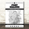 Post Malone - Concert Setlist Poster Print Canvas - Resorts World Arena, Birmingham, England - May 16th 2019