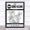 Robbie Williams - Concert Setlist Poster Print Canvas - 3Arena, Dublin, Ireland - 29th October 2022